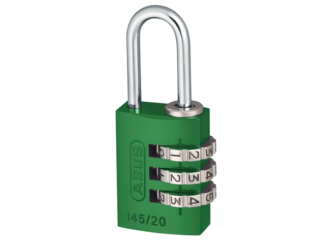 ABUS 145/20 20mm Aluminium Combination Padlock Green 46571