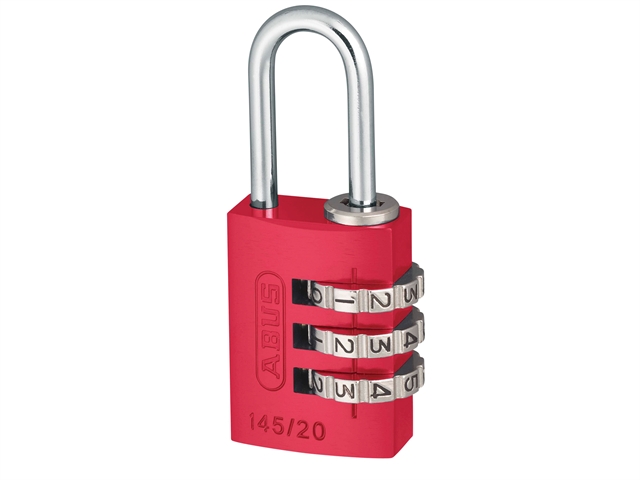 ABUS 145/20 20mm Aluminium Combination Padlock Red 46569