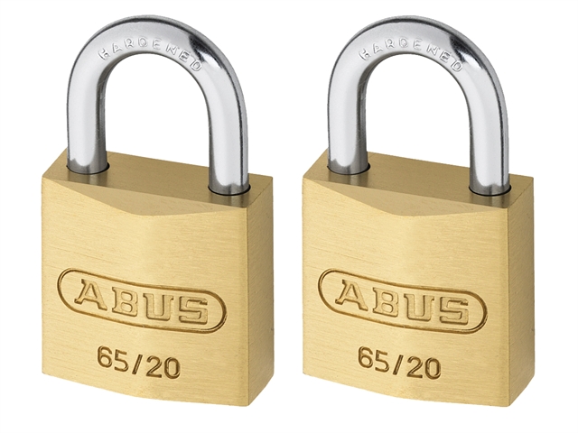 ABUS 65/20 20mm Brass Padlock Twin Pack Carded