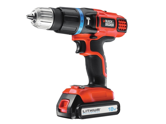 Black & Decker EGBL88K Cordless Combi Hammer Drill 2 Speed 18 Volt 1 x 1.3Ah Li-Ion 18V