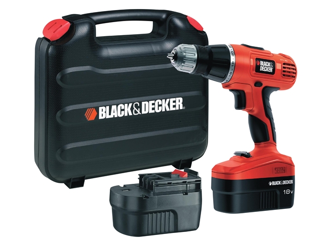 Black & Decker EPC188BK Cordless Combi Hammer Drill 18 Volt 2 x 1.2Ah NiCd 18V