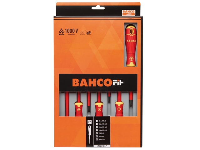 Bahco BAHCOFIT Insulated Screwdriver Set of 7 Slotted / Pozi
