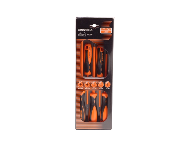 Bahco 822 VDE Insulated Screwdriver Set 5 Piece Slot / Phillips