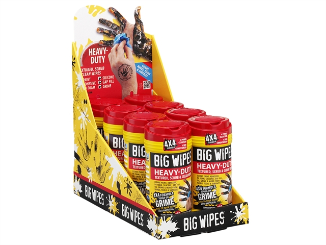 Big Wipes Red Top 4X4 Heavy-Duty Hand Cleaners CDU 16 x Tub of 80