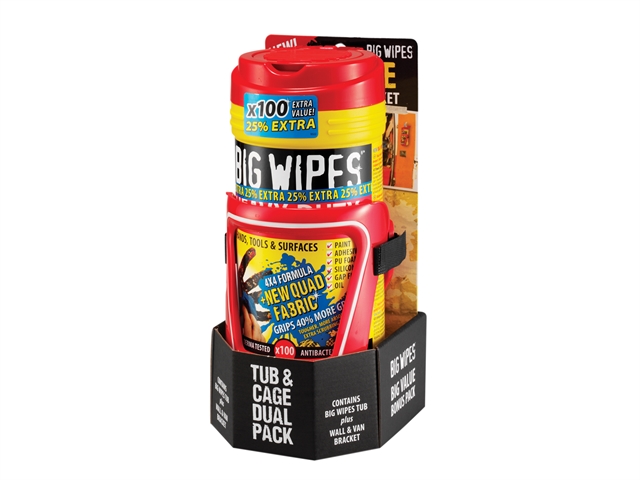 Big Wipes Red Top Heavy-Duty Wipes Tub of 80+25% Inc Bracket
