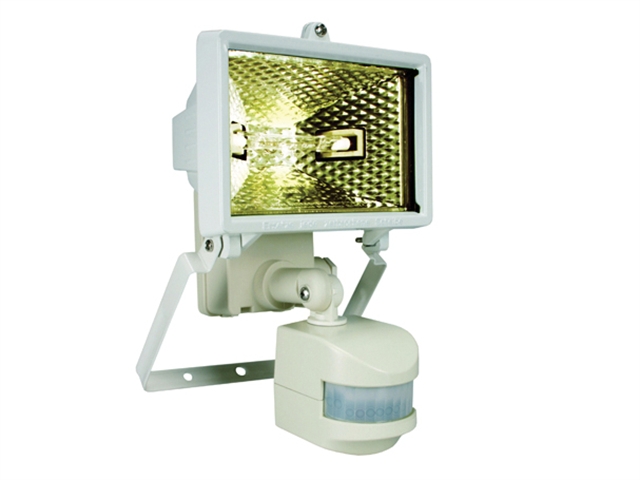 Byron ES120W Halogen Floodlight with Motion Detector White 120 Watt