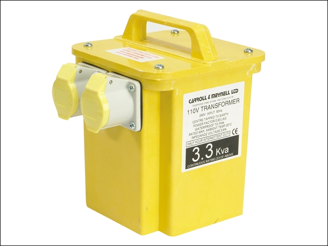 Carroll & Meynell 3300/2 Transformer Twin Outlet  Rating 3.3 Kva Continuous 1.65kva