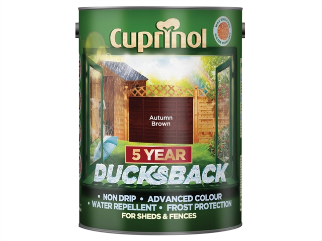 Cuprinol Ducksback 5 Year Waterproof for Sheds & Fences Autumn Brown 5 Litre