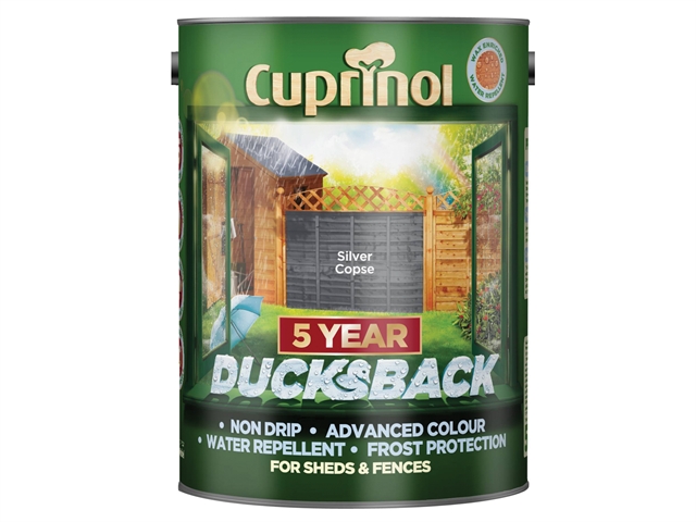 Cuprinol Ducksback 5 Year Waterproof for Sheds & Fences Silver Copse 5 Litre