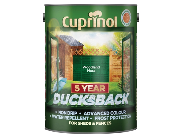 Cuprinol Ducksback 5 Year Waterproof for Sheds & Fences Woodland Moss 5 Litre