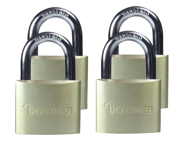 DEFENDER Aluminium Padlock Keyed Alike Quad Pack 40mm