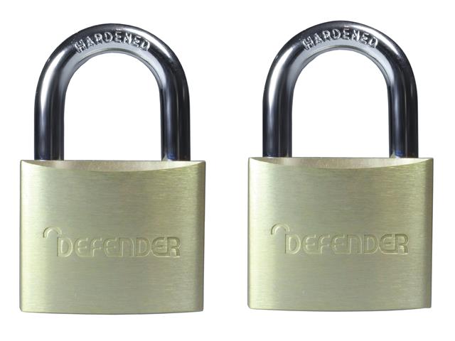 DEFENDER Aluminium Padlock Keyed Alike Twin Pack 40mm
