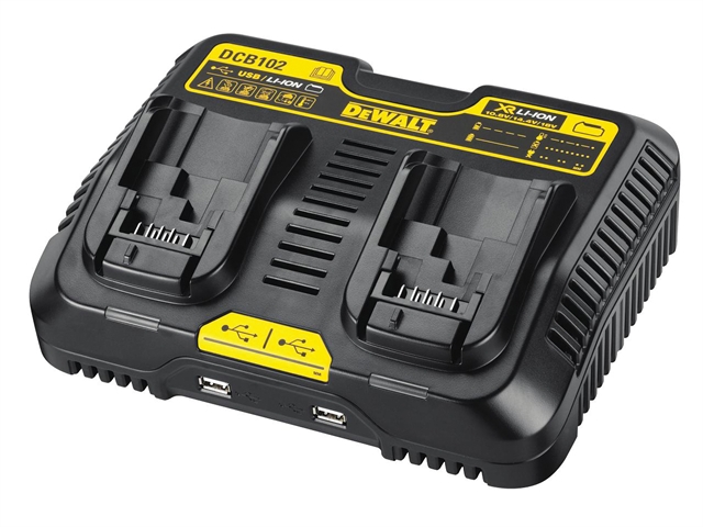 DEWALT DCB102 XR Jobsite Dual Port & USB Charging Station 10.8-18 Volt Li-Ion 18V