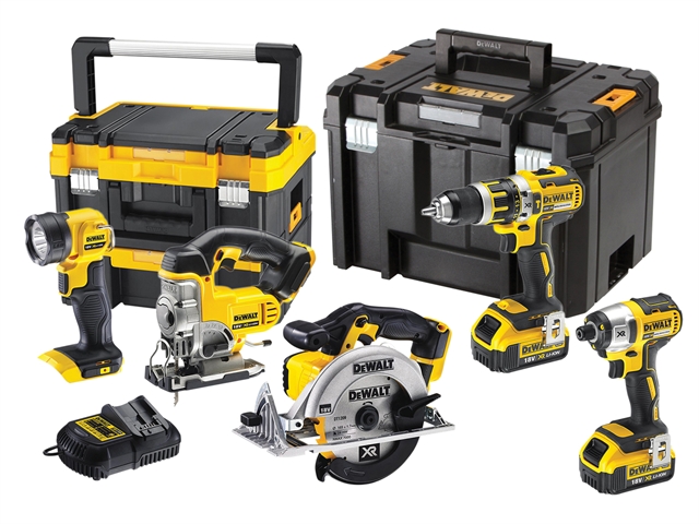 DEWALT DCK550M3T 5 Piece Cordless Kit in 2 x TSTAK 18 Volt 3 x 4.0Ah Li-Ion 18V