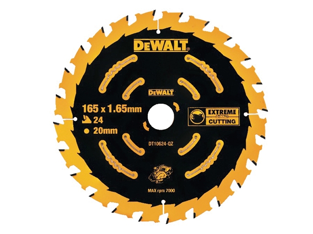 DEWALT Circular Saw Blade 165 x 20mm x 24T Cordless Extreme Framing