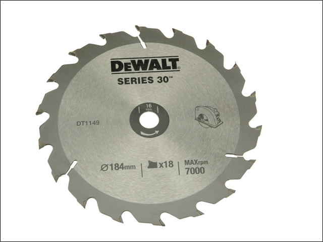 DEWALT Circular Saw Blade 184 x 16mm x 18T Series 30 Fast Rip