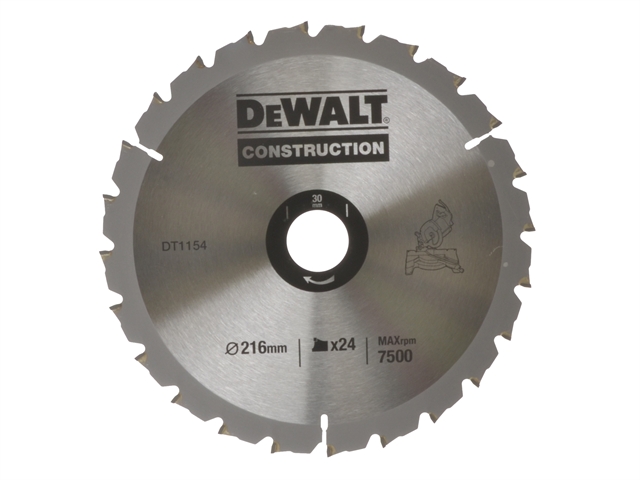 DEWALT Circular Saw Blade 216 x 30mm x 24T Series 30 Construction Fast Rip