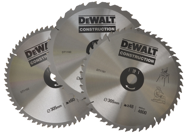 DEWALT Circular Saw Blades 305mm Set of 3 in Auminium Case