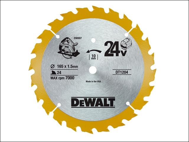 DEWALT Trim Saw Blade 165 x 10mm x 24T Fine Cross Cut