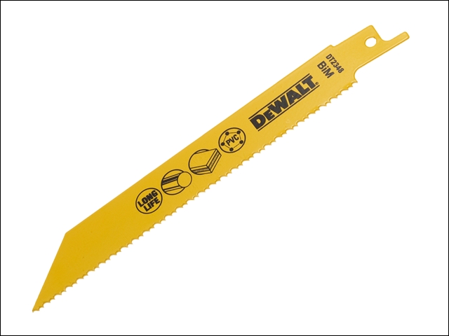 DEWALT Bi Metal Sabre Blade for Plastic & Pipes 152mm Pack of 5