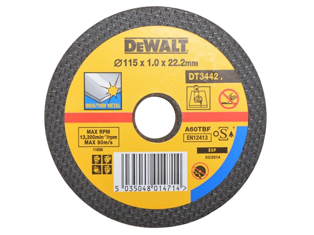 DEWALT Bonded Discs In Tin 115mm x 1mm x 22.2mm (Pack of 10)