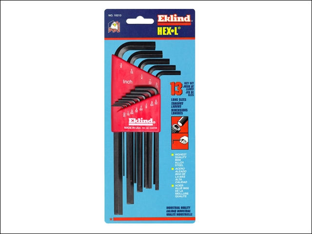 Eklind Hexagon Key Long Arm Set of 13 Imperial (1/16 - 3/8in)