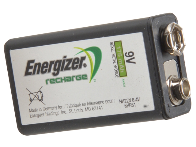 Energizer 9 Volt Rechargeable Power Plus Battery R9V 175 mAh Single 9V