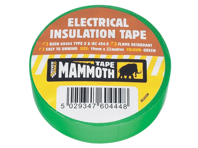 Everbuild Electrical Insulation Tape Green 19mm 33m