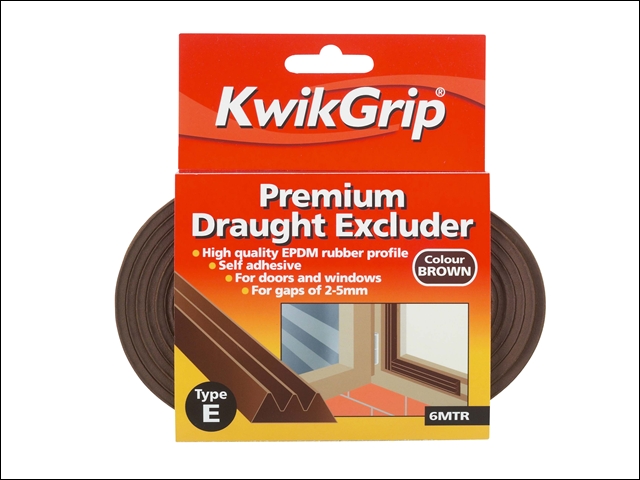 Everbuild KwikGrip Draught Excluder E-Strip Brown 9mm x 6m