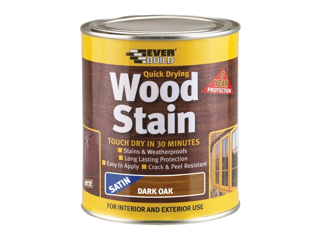 Everbuild Quick Dry Wood Stain Satin Dark Oak 750ml