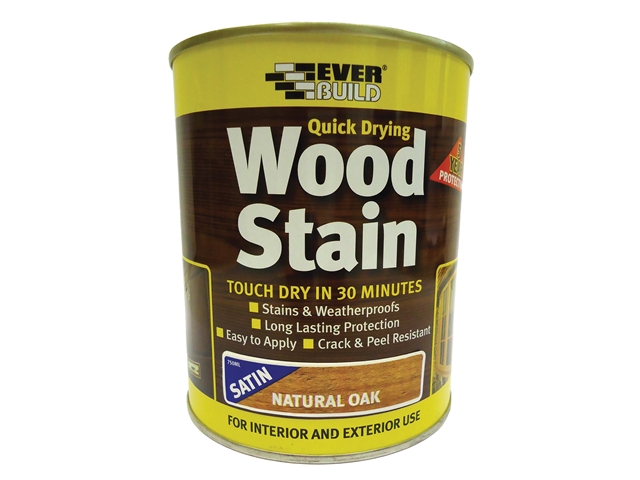 Everbuild Quick Dry Wood Stain Satin Natural Oak 250ml