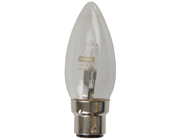 Eveready Lighting Candle ECO Halogen 28 Watt (36 Watt) BC/B22 Bayonet Cap Card of 2