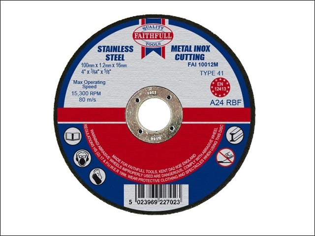 Faithfull Cut Off Disc for Metal 100 x 1.2 x 16mm