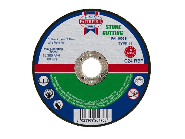 Faithfull Cut Off Disc for Stone 100 x 3.2 x 16mm
