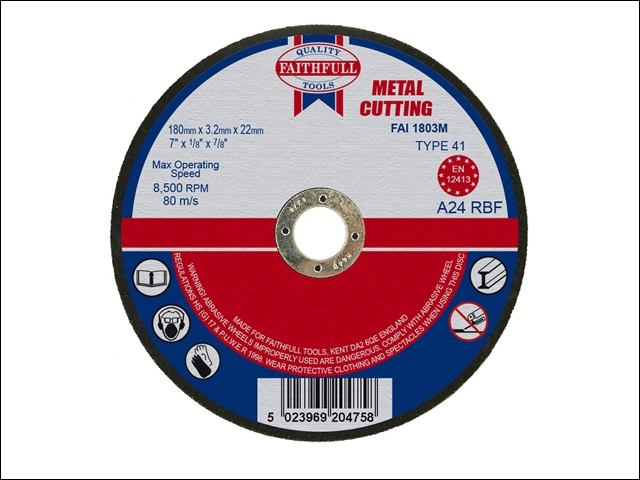 Faithfull Cut Off Disc for Metal 180 x 3.2 x 22mm