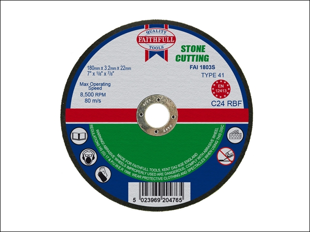 Faithfull Cut Off Disc for Stone 180 x 3.2 x 22mm