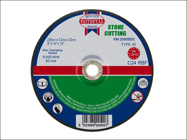 Faithfull Cut Off Disc for Stone Depressed Centre 230 x 3.2 x 22mm