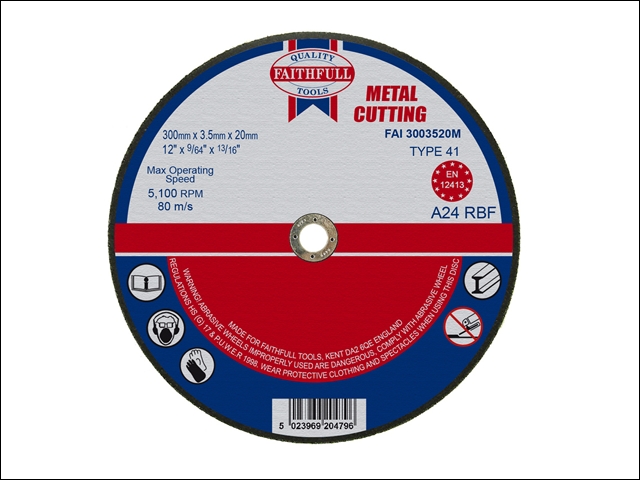 Faithfull Cut Off Disc for Metal 300 x 3.5 x 20mm