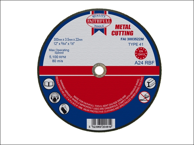 Faithfull Cut Off Disc for Metal 300 x 3.5 x 22mm