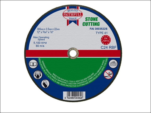 Faithfull Cut Off Disc for Stone 300 x 3.5 x 22mm