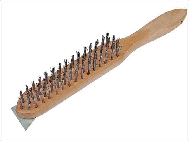 Faithfull 680/4S Heavy-Duty Scratch Brush with Scraper - 4 Row