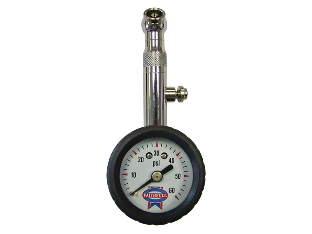 Faithfull Tyre Pressure Dial Gauge 60psi