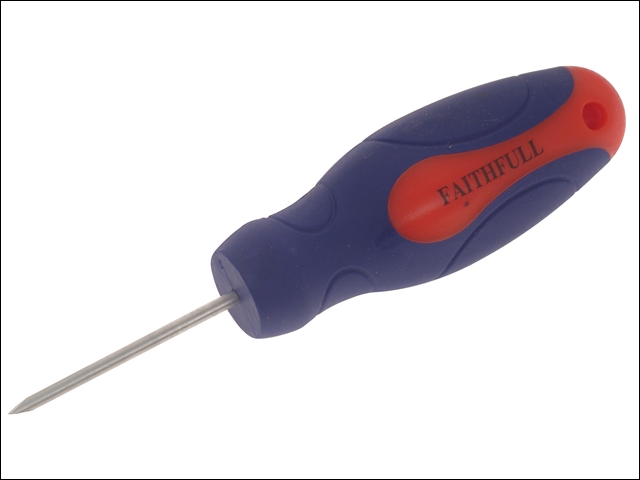 Faithfull Bradawl Round Chisel Point Soft Grip Handle