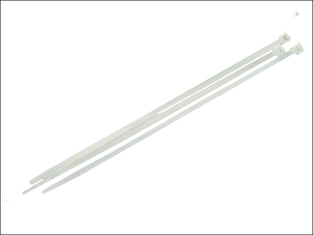 Faithfull Cable Ties White 250mm X 4.8mm Pack of 100