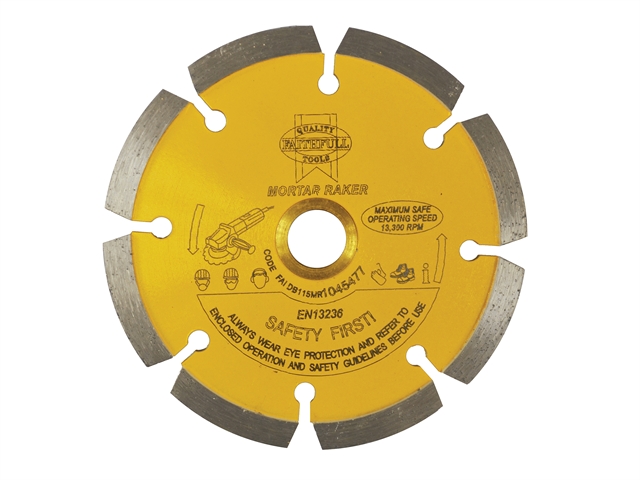 Faithfull Diamond Mortar Raker Blade Yellow Series 115mm x 22.2mm (16mm)