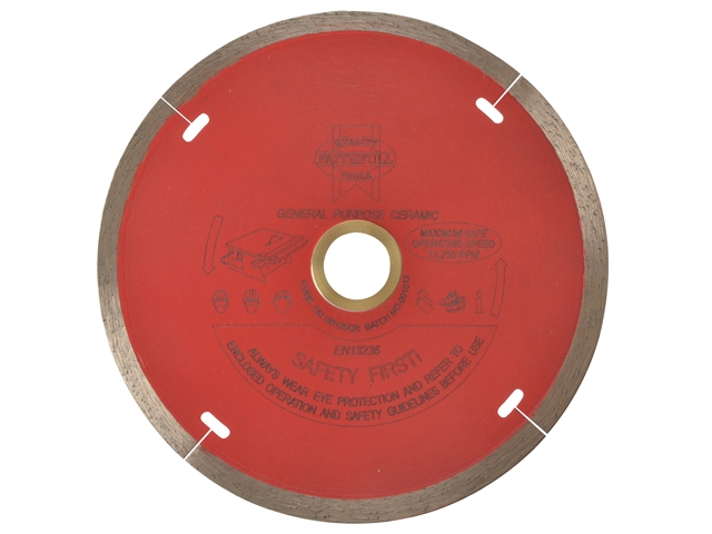 Faithfull Diamond Tile Blade Red Continuous Rim 125mm x 22.2mm