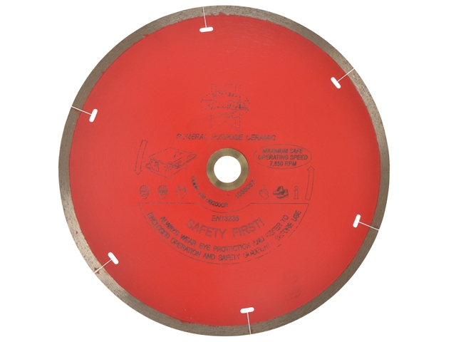 Faithfull Diamond Tile Blade Red Continuous Rim 200mm x 25.4mm