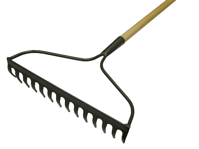 Faithfull Garden Rake 14T Carbon Steel Ash Handle