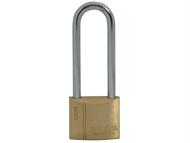 Faithfull Brass Padlock 40mm Long Shackle 3 Keys