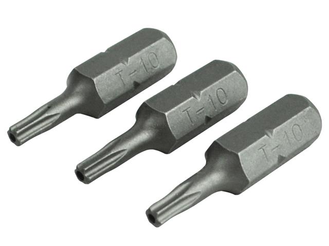 Faithfull Security S2 Grade Steel Screwdriver Bits T10S x 25mm (Pack 3)